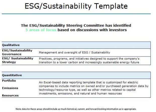 The Edison Electric Institute Esg Sustainability Reporting Template A Model For Other Industries Lexology