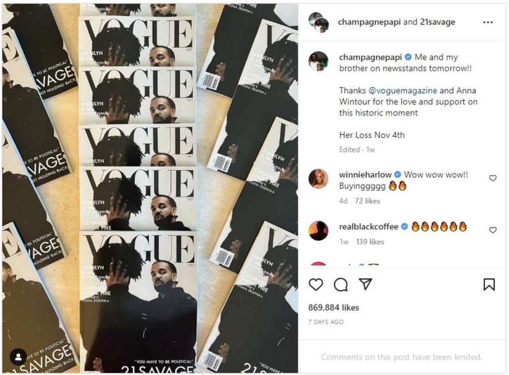 Drake & 21 Savage Agree to Take Down 'Vogue' Cover for Album Promo